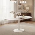 thumbnail image 1 of Noble House Extendable Round Dining Table,Smooth Extension Mechanism, Versatile Dining Table for Home Use, White, 1 of 9