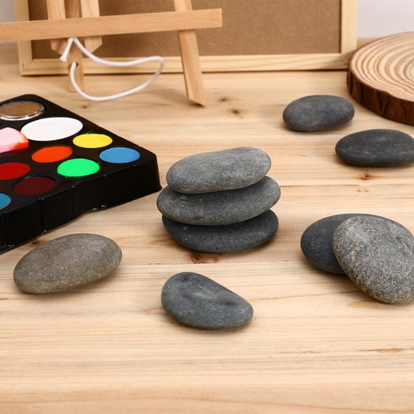 OFFIGAM 9Pcs Pebble Stones Kids Flat Rocks for Painting and Crafts