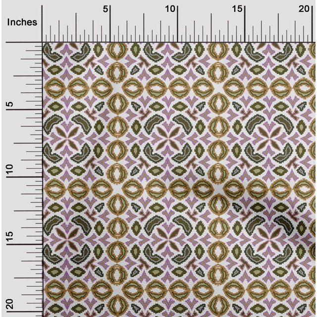oneOone Silk Tabby Fabric Floral Flame Stitch Print Fabric BTY 42 Inch Wide