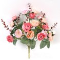 thumbnail image 4 of DPTALR Artificial Rose Bouquet Consisting 7 Branches 21 Roses Silk Decorative Bouquet, 4 of 6