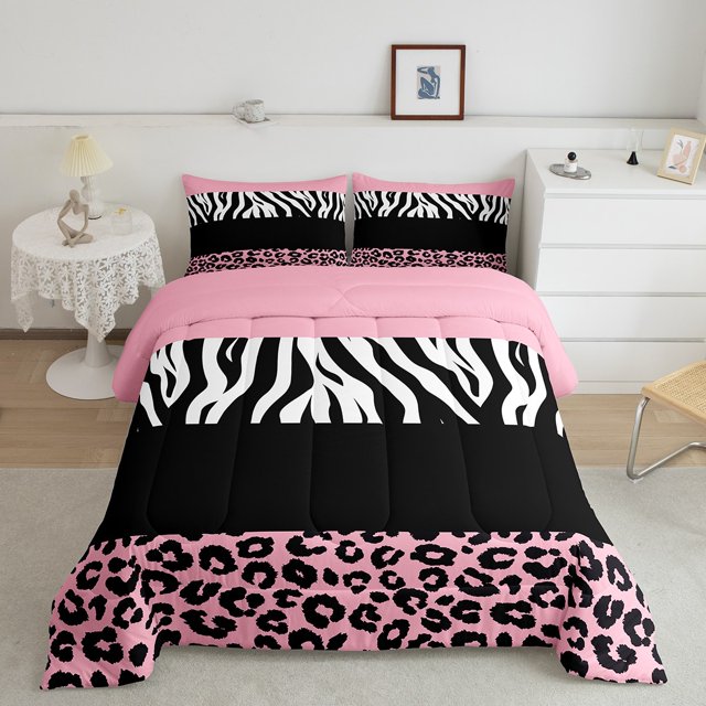 Erosebridal Grey Cheetah Print Comforter Sets King Size, Rustic Animals Comforters & Duvets, Zebra Room Decor, Reversible 3pcs