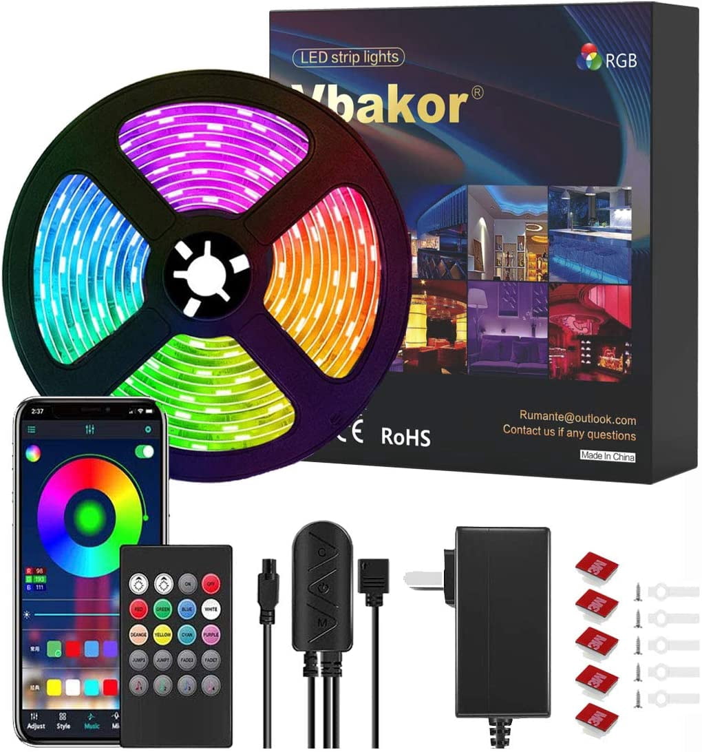 Led Strip Lights, Bluetooth App Controlled Led Lights for Bedroom, Sync to Music Led Strip,12V SMD5050 16.4FT FlexibColor Changing Led Strip with Remote for Bedroom, Ceiling, Party