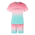 thumbnail image 4 of SHIXIAOO Male Print Short Sleeve T Shirt and Shorts Two Piece Set with All Print Print Shirt and Quarter Pants Set Pinstripe Suit Jacket Men Suite for Man Suite for Teens Graduation Suits for Men, 4 of 5