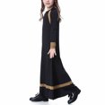 thumbnail image 4 of Birdeem Robe Longue Musulmane pour Filles Moyennes et Grandes, Manches Longues, Col en V, Robe à Blocs de Couleur, 4 of 6