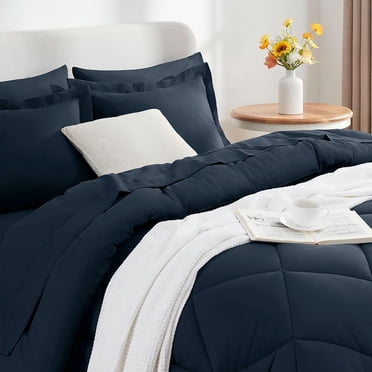 Sleepdown 5-Piece Twin Bed in a Bag, Navy Bedding Set with Comforter Sets Twin