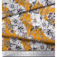 thumbnail image 2 of Soimoi Velvet Fabric Leaves & Flower Floral Print Sewing Fabric Yard 58 Inch Wide, 2 of 3