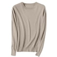thumbnail image 1 of Dagegui Women's Sweaters Solid Crew Neck Long Sleeve Jumper Knit Base Layer Tops Fall Winter Pullover Tops Khaki,L, 1 of 6