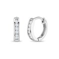 thumbnail image 1 of Channel Cubic Zirconia 9mm Earrings Hoop/Huggie Safety Latch - Sterling Silver, 1 of 4