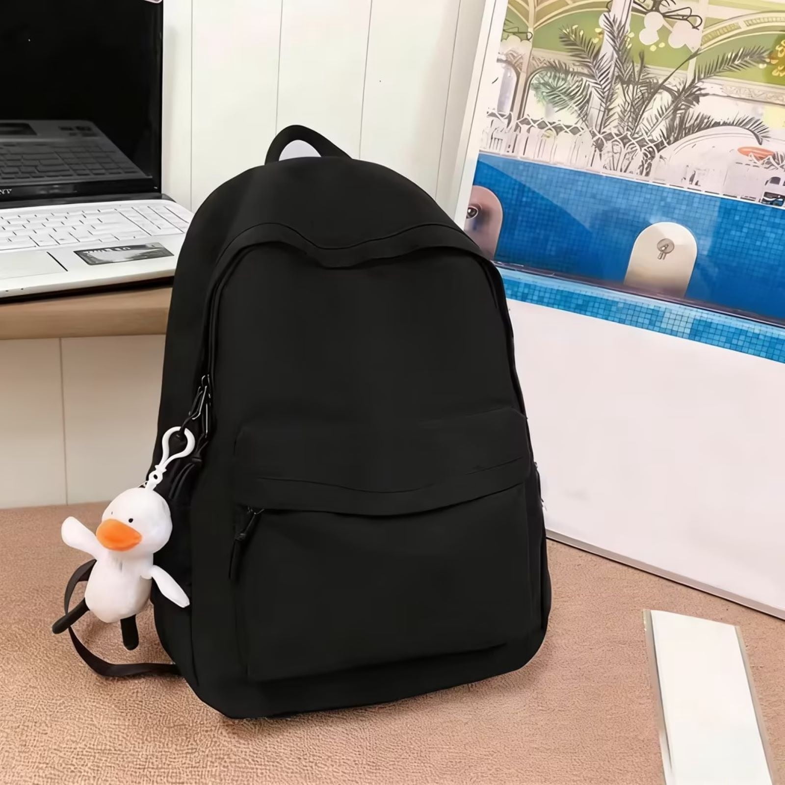 EGNMCR Unisex Backpack Concise Large-Capacity Travel Bag Waterproof Backpack For Middle School And College Students Polyester Backpack