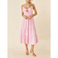 thumbnail image 3 of Kmbangi Robe Midi Cami d'Été pour Femmes Bretelles Spaghetti Couleur Unie Dos Nu Tie-Up Beach A-line Robe, 3 of 9