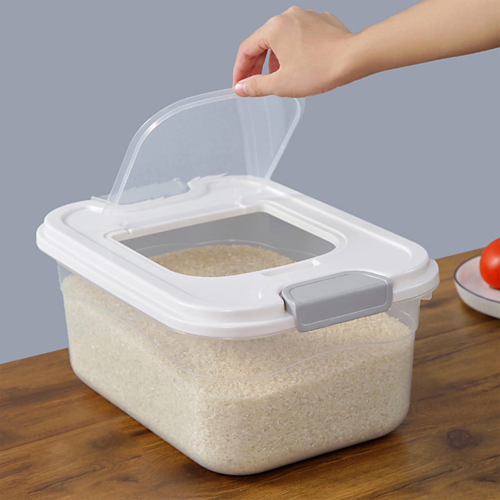Chmadoxn Kitchen Gadgets, Kitchen Accessories, Rice Sealed Bucket Transparent Rice Bucket 10 Pounds Of Rice Storage Bucket Insect-proof Plastic Rice Box Rice Tank Flour Storage Bucket pail of rice