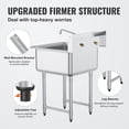 thumbnail image 4 of VEVOR Stainless Steel Prep & Utility Sink, 1 Compartment Free Standing Small Sink Include Faucet & legs, 27"x41" Commercial Single Bowl Sinks, 4 of 9
