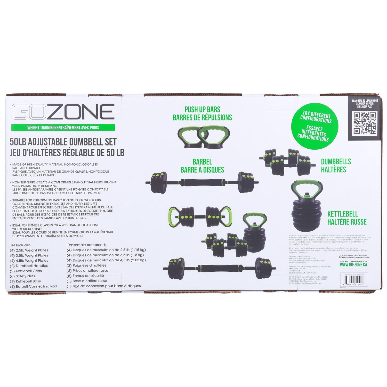 Ensemble de poids multi-usage 50 lb GoZone – Vert/noir