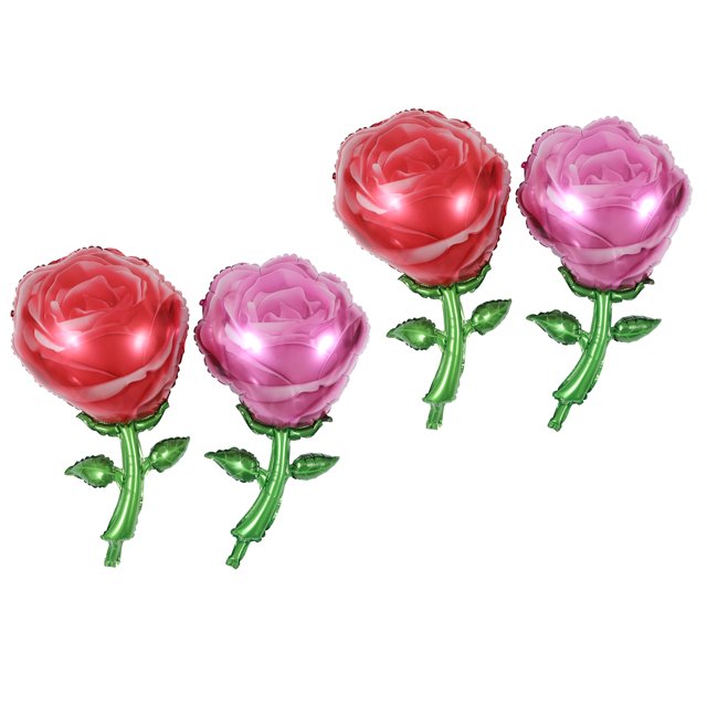 4Pcs Rose Shaped Foil Balloon Valentines Day Balloons Pretty Party Decorations
