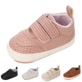 thumbnail image 4 of Spring And Autumn Children Baby Toddler Shoes Boys And Girls Flat Bottom Non Slip Lightweight Comfortable Double Hook Loop Solid Color Simple Style Baby Sneakers Pink 11/0 M—6 M, 4 of 7