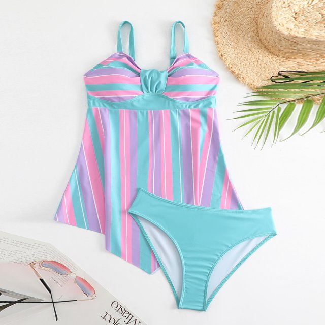 UPPADA Tankini Swimsuits for Women High Waisted Bathing Suit Two Piece Tank Top with Bottom Brief Swimsuit Ruched Tummy Control Bathing Suits Flowy Beachwear on Clearance Blue,M