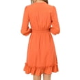 thumbnail image 3 of INSPIRE CHIC Women's Layered Ruffle Hem 3/4 Sleeves Smocked Chiffon A-Line Dress M Orange, 3 of 8
