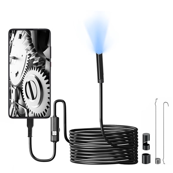 Endoscope Camera with Light, 1920P HD Borescope with 8 Adjustable LED Lights Single Lens, IP67 Waterproof Inspection Camera Replacement for iPhone iOS