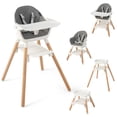 thumbnail image 1 of Costway 6-in-1 Convertible Wooden Baby Highchair Infant Feeding Chair with Removable Tray, 1 of 9