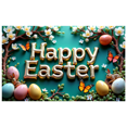thumbnail image 2 of Happy Easter Theme Decorated Banner with Bunny Eggs Butterflies Party Backdrop for Easter Celebrations Easter Parties Photography Props Easter Decorations, 2 of 4
