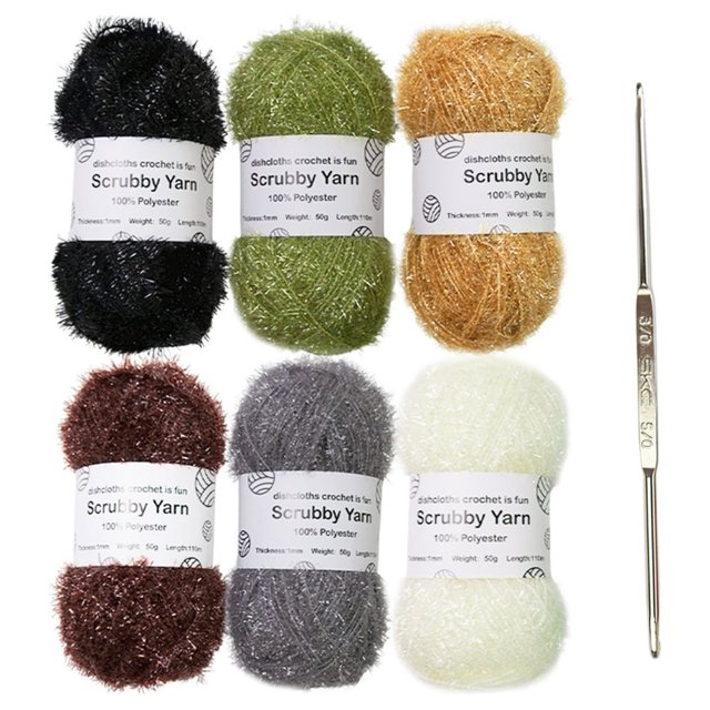 HLONK Fil à Récurer Scintillant pour Vaisselle pour Lavettes Crochet Fait Main Fil à Récurer