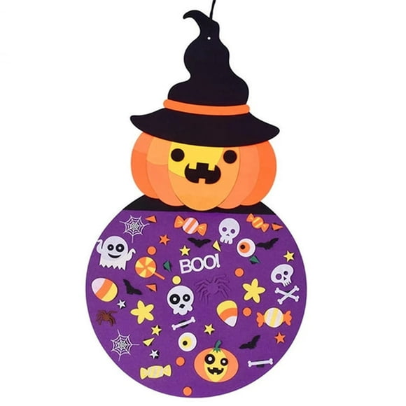 DIY Halloween Felt Pumpkin Witch Hanging Decor for Kids Halloween Party Favors Felt Crafts Kits for Halloween Indoors Outdoors Games