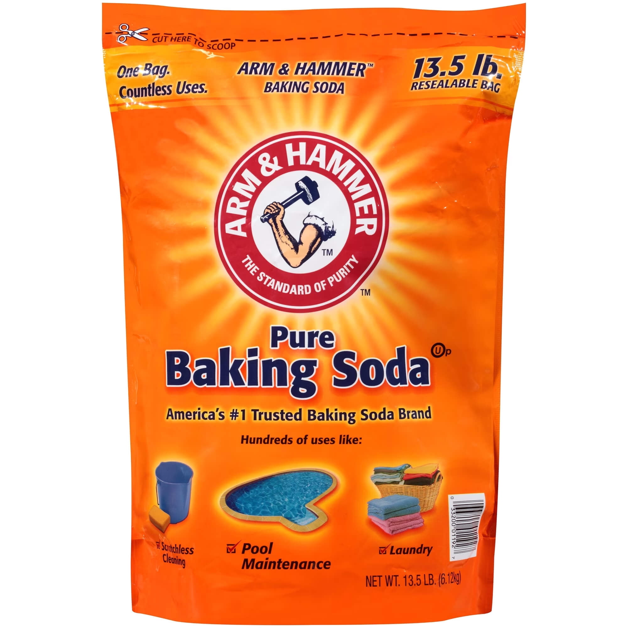 Arm & Hammer Pure Baking Soda, 13.5 lb Large Bag – Multipurpose Sodium Bicarbonate for Baking, Cleaning, Laundry & Deodorizing