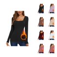 thumbnail image 1 of Womens Long Sleeve Tops 2026 Fall Winter Basic Square Neck Fitted Breathable Undershirt T Shirt, 1 of 8