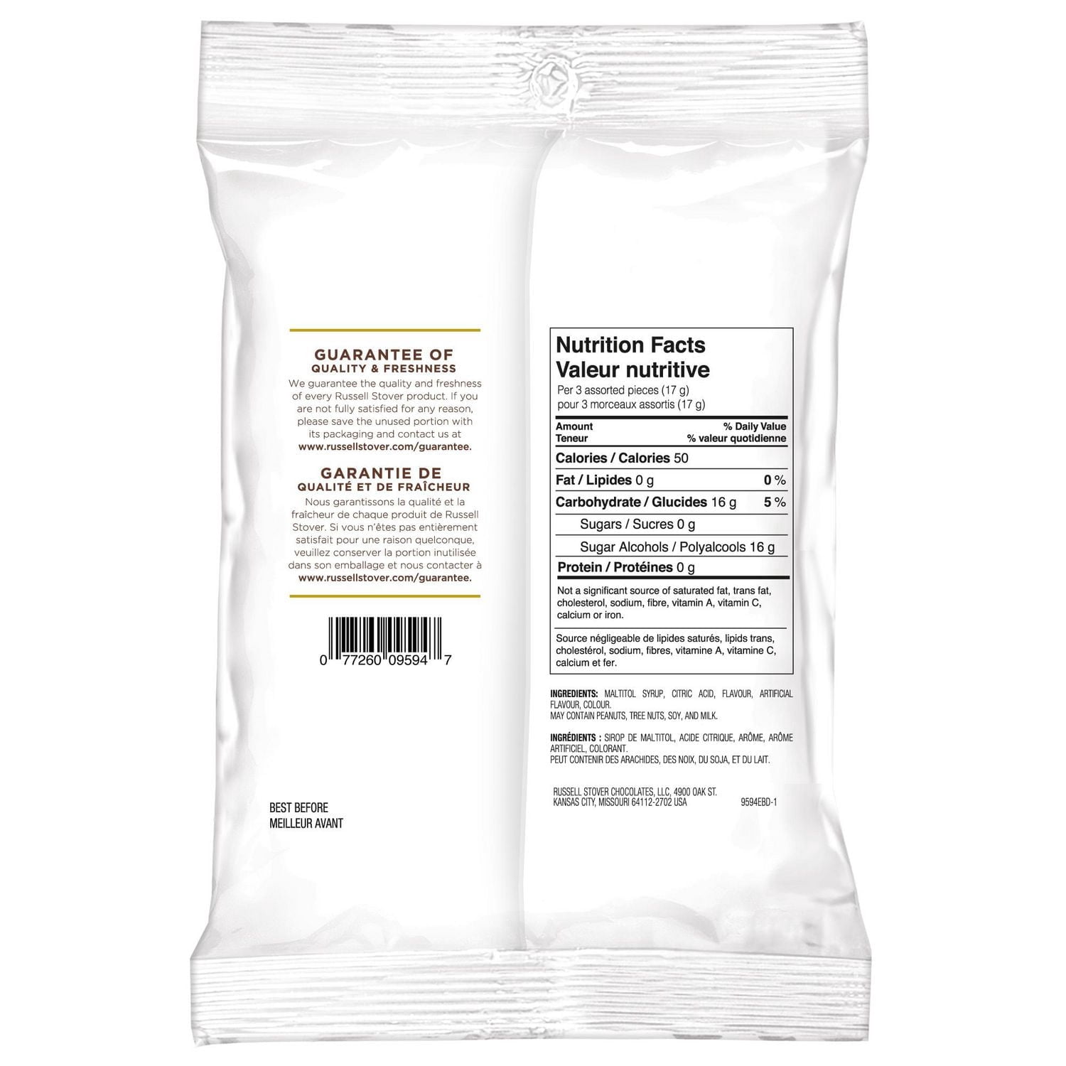 Bonbons durs aux fruits assortis sans sucre ajouté de Russell Stover – Sachet (150 g)