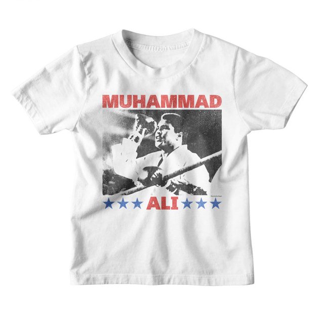 Muhammad Ali Raising Fist White Youth T-Shirt Xl (18-20)