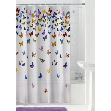 Mainstays Flutterby Waterproof PEVA Shower Curtain, 70" x 72", Multicolor