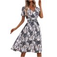 thumbnail image 2 of Mefallenssiah Woman Summer Printing V-Neck Short Sleeve Dress, 2 of 7