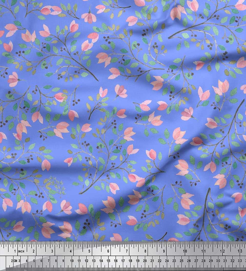 Soimoi Rayon Fabric Leaves Print Fabric by the Yard 56 Inch Wide