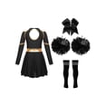 thumbnail image 4 of Mufeng Costume de Pom-Pom Girl pour Filles Enfants à Manches Longues Robe de Cheerleading avec Pompons Attache-Cheveux en Stock Costume de Performance Tenue de Danse A Noir&Blanc 14, 4 of 7