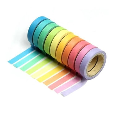 MasteelfCA 10 Rouleaux de Ruban Washi Coloré Décoratif Ruban Bricolage Arc-en-Ciel Couleur Bonbon Ruban Adhésif de Masquage pour Planificateurs Scrapbooking Téléphone Art Artisanat Cadeaux Décoration Bricolage