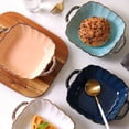 thumbnail image 2 of Qeeadeea Rectangular Lasagne Pan With Handle, Small Ceramic Bakeware Pan For 1 Person, Porcelain Baking Dish Oven Proof-Pink-21x16.5x5cm, 500ml, 2 of 7