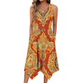 thumbnail image 1 of Ovzne Robes d'Été pour Femmes 2025 Robe Femme Robe Sans Manches Imprimée à Col Rond avec une Grande Jupe et Robe Maxi Ample Grande Taille Imprimée Liquidation, 1 of 5