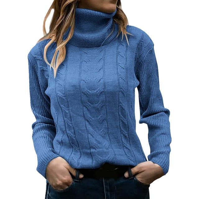 Chandail à Col Roulé Uni pour Femme - Haut Rétro à Manches Longues Ajusté - Polyester, Coupe Ample Décontractée pour le Quotidien/travail