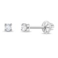 thumbnail image 1 of 14k White Gold Girls 2mm Clear Cubic Zirconia Prong Set Solitaire Screw Backs, 1 of 6
