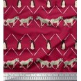 thumbnail image 1 of Soimoi Red Moss Georgette Fabric Penguin & Stripe Animal Printed Craft Fabric by The Yard 42 Inch Wide, 1 of 3