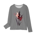 thumbnail image 4 of RXIRUCGD Chemises à Manches Longues pour Filles, Col Rond Mignon, Blouses Décontractées Élégantes (Gris, Taille : 7 Ans), 4 of 5