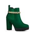 thumbnail image 1 of BLISSFUL STEP Women's Platform Chain Block High Heel Ankle Boots Green 7, 1 of 7