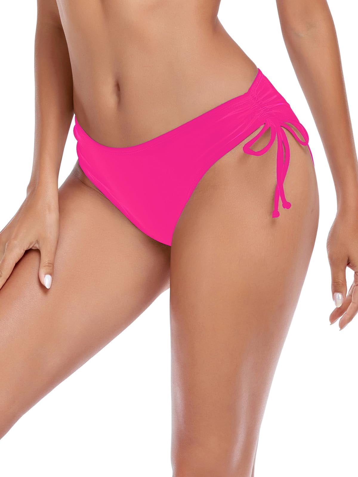 Ocean Blues Women's Full Coverage Swim Bottoms Sides Drawstring Mid Rise Bikini Bottom Pink Bathing Suit Size XL