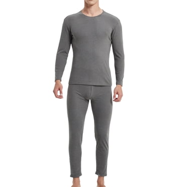 HBFAGFB Mens Thermals Top and Bottom Set Crew Neck Undershirt Slim Fit Loungewear Pants Grey Size 4XL