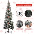 thumbnail image 4 of 6.5 ft Pencil Christmas Tree Prelit, Partially Flocked & Frosted Skinny Xmas Tree with PVC Branch Tips, Lights, Foldable Stand, Full and Realistic Appearance for Christmas Decor, 4 of 7