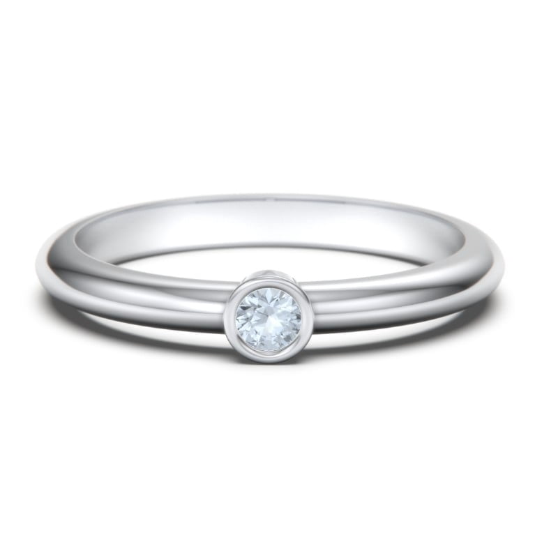 Classic Bezel Set Birthstone Ring - Aquamarine (March)