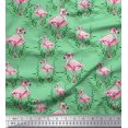 thumbnail image 1 of Soimoi Green polyester Crepe Fabric Grass & Flamingo Bird Printed Fabric 1 Yard 42 Inch Wide, 1 of 3