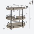 thumbnail image 2 of Garvee Bar Serving Cart with 3 Tier Storage Shelves, Wine Rack, Glass Holder, Black and Gray, 2 of 8
