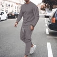 thumbnail image 1 of DPTALR Men Casual Solid Round Neck Pullover Sports Suit Long Sleeve Trousers Two-Piece Tracksuit, 1 of 8