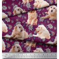 thumbnail image 3 of Soimoi Rayon Fabric Floral,Book & Golden Retriever Dog Print Fabric by The Yard 42 Inch Wide, 3 of 3